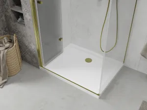 MEXEN/S - Sprchovací kút zalamovací Lima 70x80, číre sklo, zlatý + vanička 856-070-080-50-00-4010
