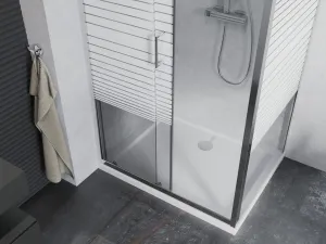 MEXEN/S - Apia Sprchovací kút 130x70, transparent / dekor, chróm + vanička so sifónom 840-130-070-01-20-4010