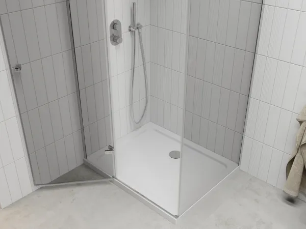 MEXEN/S - Roma sprchový kút 80x70, kyvný, číre sklo, chróm + vanička 854-080-070-01-00-4010