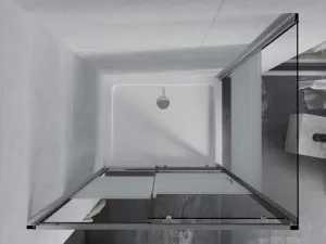 MEXEN/S - Apia sprchovací kút posuvný 90x100, sklo transparent / pruhy, chróm + vanička 840-090-100-01-20-4010