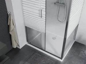 MEXEN/S - Apia Sprchovací kút 140x100, transparent / dekor, chróm + vanička so sifónom 840-140-100-01-20-4010