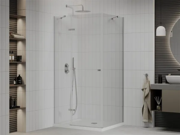 MEXEN/S - Roma sprchovací kút 70x80, kyvný, číre sklo, chróm + vanička 854-070-080-01-00-4010