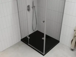 MEXEN/S - Roma sprchovací kút 100x80, transparent, chróm + čierna vanička so sifónom 854-100-080-01-00-4070