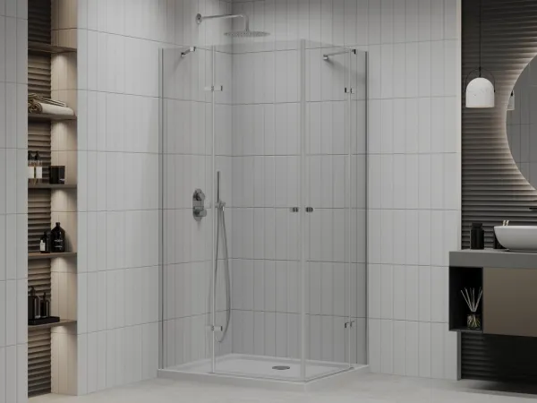 MEXEN/S - Roma Duo sprchovací kút 80x70, transparent, chróm + vanička so sifónom 854-080-070-01-02-4010