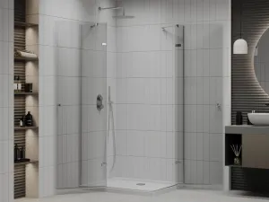 MEXEN/S - Roma Duo sprchovací kút 80x70, transparent, chróm + vanička so sifónom 854-080-070-01-02-4010