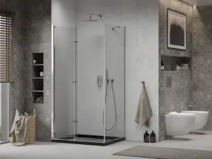 MEXEN/S - Lima sprchovací kút 90x120, transparent, chróm + čierna vanička so sifónom 856-090-120-01-00-4070