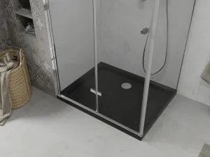 MEXEN/S - Lima sprchovací kút 80x120, transparent, chróm + čierna vanička so sifónom 856-080-120-01-00-4070