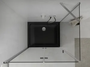 MEXEN/S - Lima sprchovací kút 90x120, transparent, chróm + čierna vanička so sifónom 856-090-120-01-00-4070