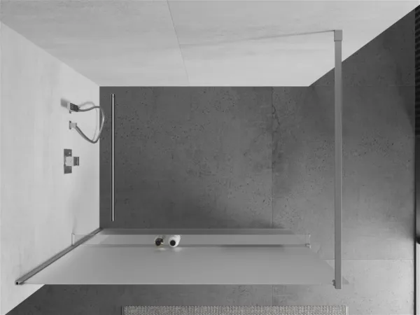 MEXEN/S - KIOTO Sprchová zástena WALK-IN s poličkou a držiakom uterákov 100 x 200, matné sklo 8 mm, chróm 800-100-121-01-30