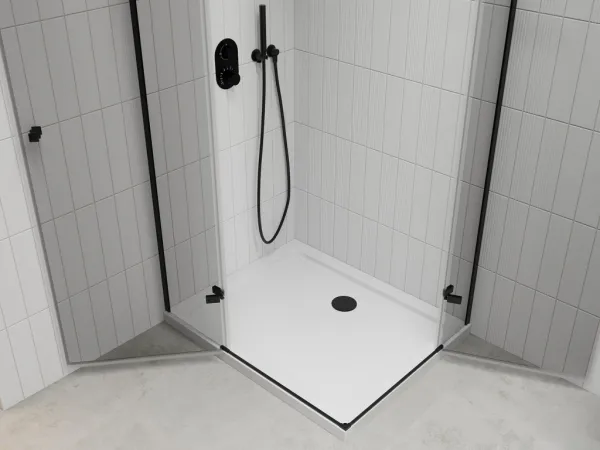 MEXEN/S - Roma Duo sprchovací kút 100x90, transparent, čierna + vanička so sifónom 854-100-090-70-02-4010B