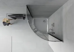 MEXEN/S - Rio štvrťkruhový sprchovací kút 90 x 90, grafit, chróm + vanička so sifónom Flat, biela 863-090-090-01-40-4110