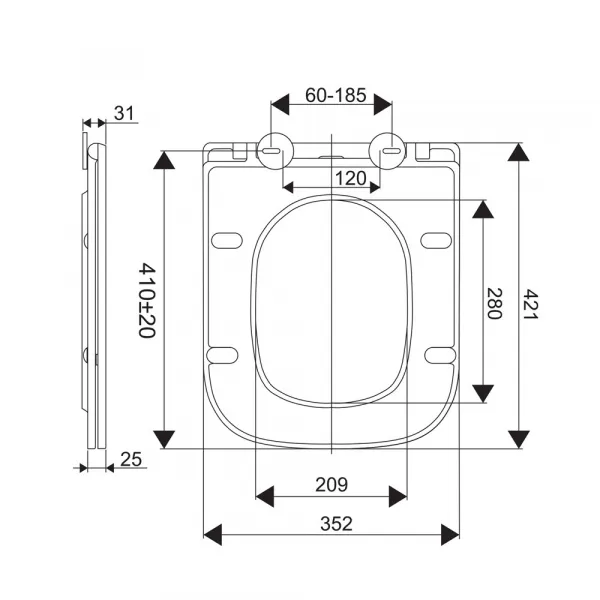 Mereo WC závesné kapotované, RIMLESS, 490x340x350, keramické, vr. sedátka CSS118S VSD83S