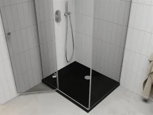 MEXEN/S - Roma sprchovací kút 100x80, transparent, chróm + čierna vanička so sifónom 854-100-080-01-00-4070