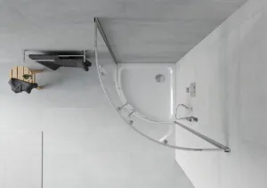MEXEN/S - Rio štvrťkruhový sprchovací kút 90 x 90, transparent, chróm + vanička so sifónom Flat, biela 863-090-090-01-00-4110