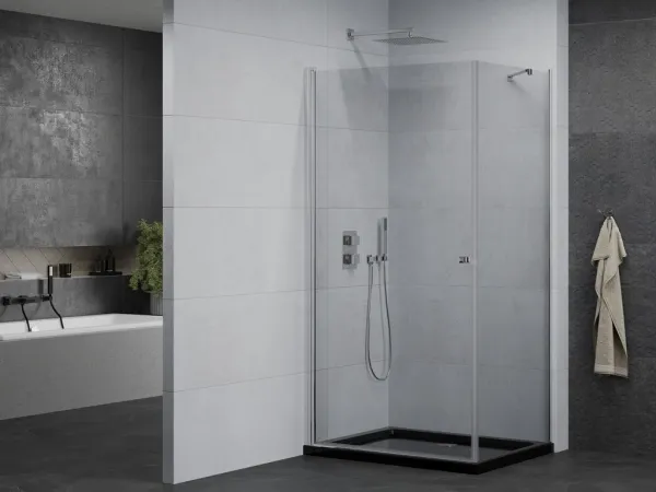 MEXEN/S - Pretória sprchovací kút 100x80, transparent, chróm + sprchová vanička vrátane sifónu 852-100-080-01-00-4070
