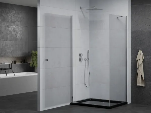 MEXEN/S - Pretória sprchovací kút 100x80, transparent, chróm + sprchová vanička vrátane sifónu 852-100-080-01-00-4070