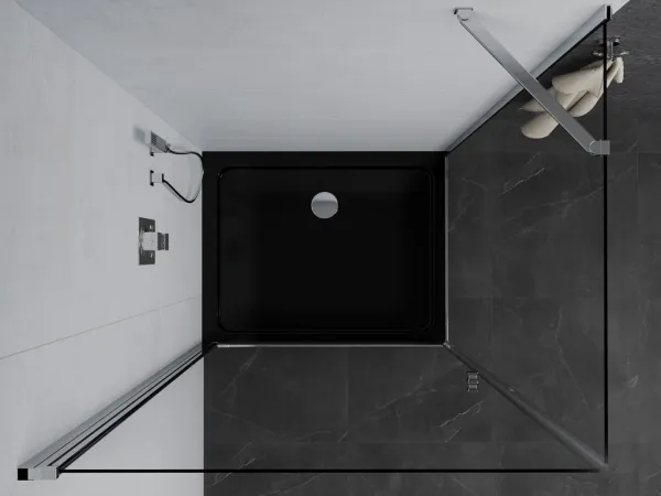 MEXEN/S - Pretória sprchovací kút 100x80, transparent, chróm + sprchová vanička vrátane sifónu 852-100-080-01-00-4070
