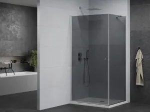 MEXEN/S - Pretória sprchovací kút 70x80, grafit, chróm + sprchová vanička vrátane sifónu 852-070-080-01-40-4010