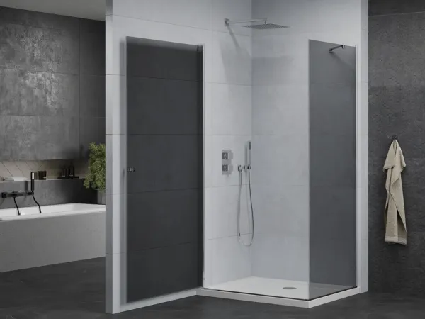 MEXEN/S - Pretória sprchovací kút 70x100, grafit, chróm + sprchová vanička vrátane sifónu 852-070-100-01-40-4010