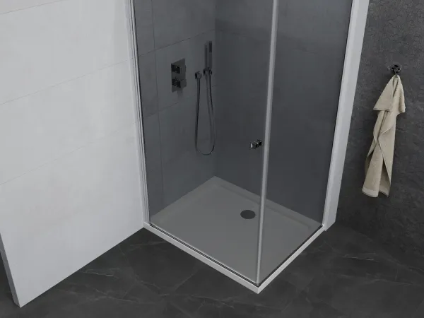 MEXEN/S - Pretória sprchovací kút 80x70, grafit, chróm + sprchová vanička vrátane sifónu 852-080-070-01-40-4010