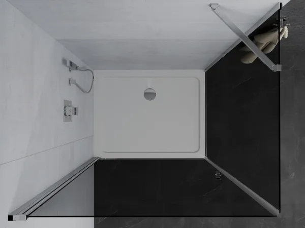 MEXEN/S - Pretória sprchovací kút 80x70, grafit, chróm + sprchová vanička vrátane sifónu 852-080-070-01-40-4010