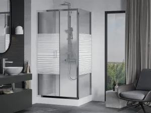 MEXEN/S - Apia Sprchovací kút 120x90, pruhy, chróm + vanička Rio 840-120-090-01-20-4510