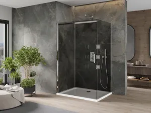 MEXEN/S - Omega sprchovací kút 120 x 70, grafit, chróm + vanička so sifónom 825-120-070-01-40-4010