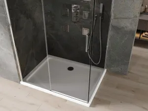 MEXEN/S - Omega sprchovací kút 100 x 70, grafit, chróm + vanička so sifónom 825-100-070-01-40-4010