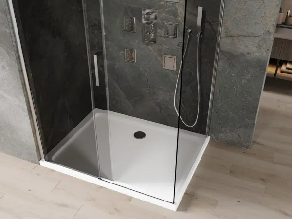 MEXEN/S - Omega sprchovací kút 100 x 70, grafit, chróm + vanička so sifónom 825-100-070-01-40-4010