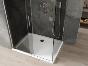 MEXEN/S - Omega sprchovací kút 100 x 70, grafit, chróm + vanička so sifónom 825-100-070-01-40-4010