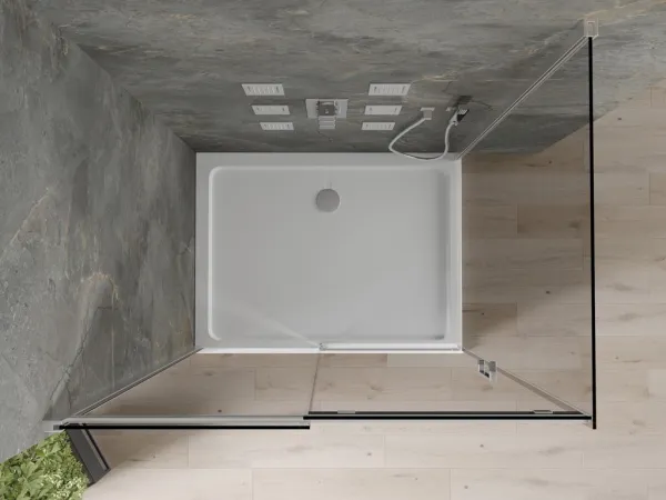 MEXEN/S - Omega sprchovací kút 110 x 80, grafit, chróm + vanička vrátane sifónu 825-110-080-01-40-4010