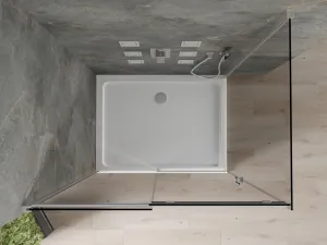 MEXEN/S - Omega sprchovací kút 110 x 80, grafit, chróm + vanička vrátane sifónu 825-110-080-01-40-4010