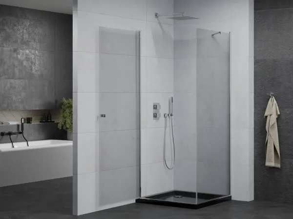 MEXEN/S - Pretória sprchovací kút 80x80, transparent, chróm + sprchová vanička vrátane sifónu 852-080-080-01-00-4070