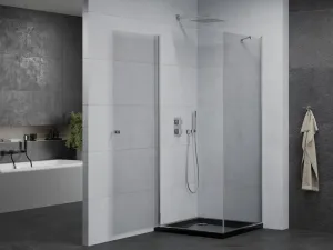 MEXEN/S - Pretória sprchovací kút 80x80, transparent, chróm + sprchová vanička vrátane sifónu 852-080-080-01-00-4070