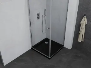MEXEN/S - Pretória sprchovací kút 80x80, transparent, chróm + sprchová vanička vrátane sifónu 852-080-080-01-00-4070