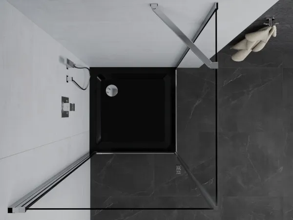 MEXEN/S - Pretória sprchovací kút 80x80, transparent, chróm + sprchová vanička vrátane sifónu 852-080-080-01-00-4070