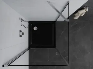 MEXEN/S - Pretória sprchovací kút 80x80, transparent, chróm + sprchová vanička vrátane sifónu 852-080-080-01-00-4070
