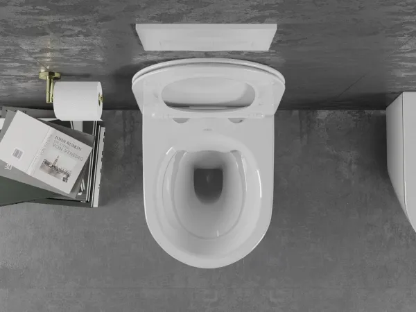 MEXEN - Lena Závesná WC misa vrátane sedátka s slow-slim, duroplast, biela/zlatá linka 30224005