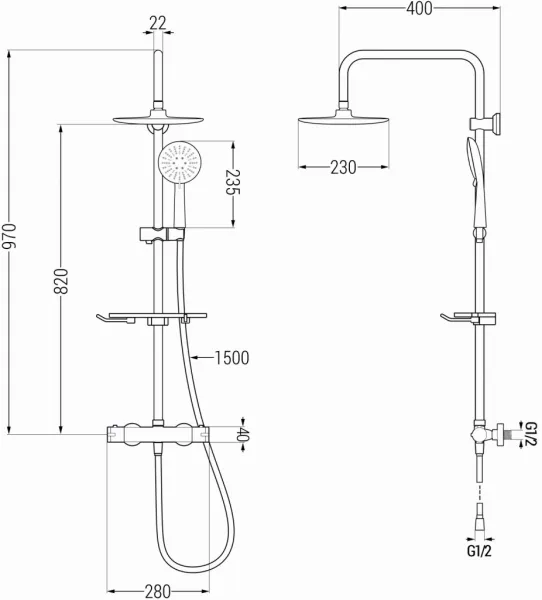 MEXEN/S - KT67 sprchový stĺp s termostatickou batériou čierna 771506793-70
