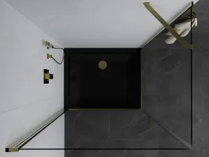 MEXEN/S - Pretória sprchovací kút 70x90, transparent, zlatá + sprchová vanička vrátane sifónu 852-070-090-50-00-4070G
