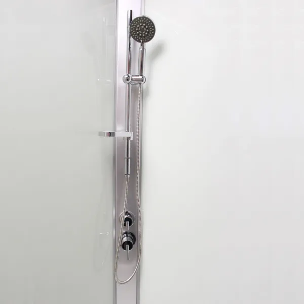 Mereo Sprchový box, štvorcový, 90cm, satin ALU, sklo Point, zadne steny biele, liatá vanička, bez striešky CK34122KMW