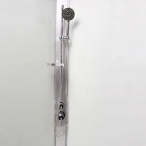 Mereo Sprchový box, štvorcový, 90cm, satin ALU, sklo Point, zadne steny biele, liatá vanička, bez striešky CK34122KMW