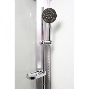 Mereo Sprchový box, štvorcový, 90cm, satin ALU, sklo Point, zadne steny biele, liatá vanička, bez striešky CK34122KMW