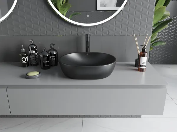 MEXEN - Viki umývadlo na dosku 48 x 35, čierna mat 21054885