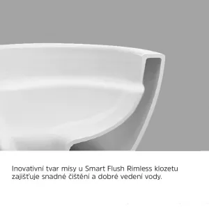 Mereo WC závesné kapotované, Smart Flush RIMLESS, 490x370x360, keramické, vr. sedátka CSS126 VSD82T2