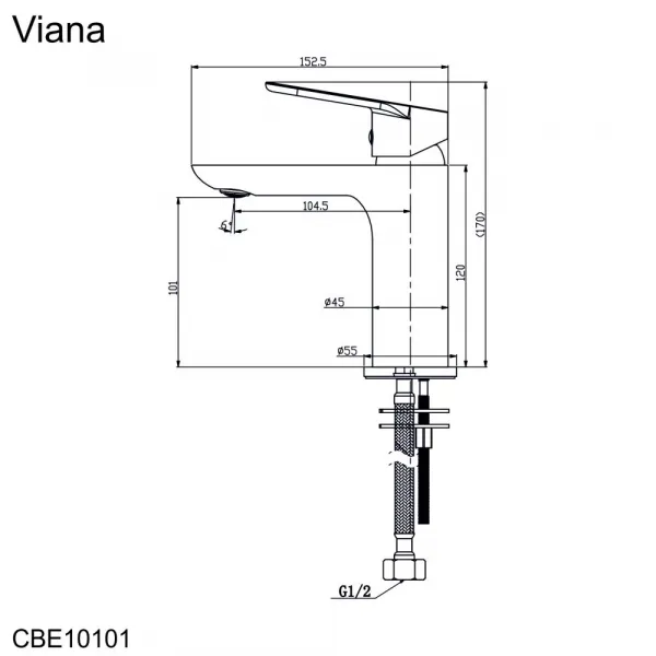Mereo Umývadlová stojanková batéria, Viana, s clic-clac CH03VS, chróm CBE10104C