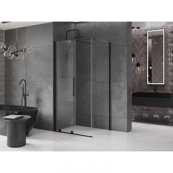 MEXEN/S - Velár sprchovací kút 110 x 80, transparent, čierna 871-110-080-01-70