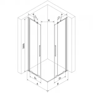 MEXEN/S - Velar Duo štvorcový sprchovací kút 80 x 80, transparent, chróm 871-080-080-02-01