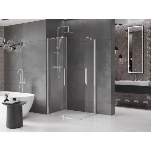 MEXEN/S - Velar Duo štvorcový sprchovací kút 90 x 80, transparent, chróm 871-090-080-02-01