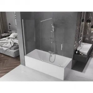 MEXEN/S - Velar Dvojkrídlová posuvná vaňová zástena 170 x 150, transparent, chróm 896-170-000-01-01